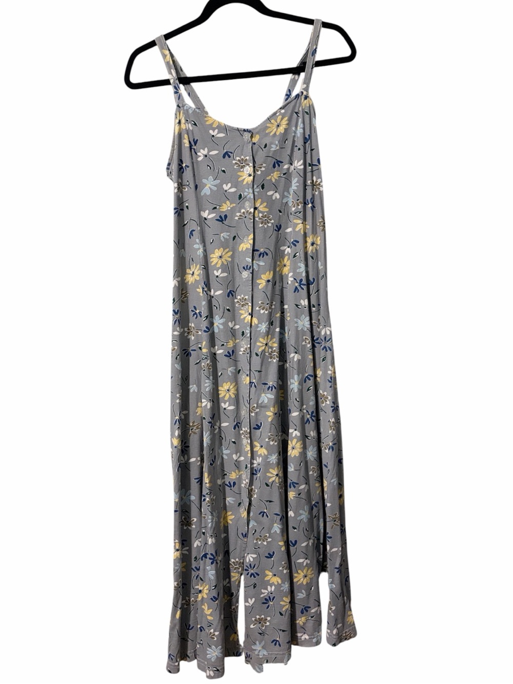 Vintage Button Front Floral Maxi Dress with Spaghetti Straps